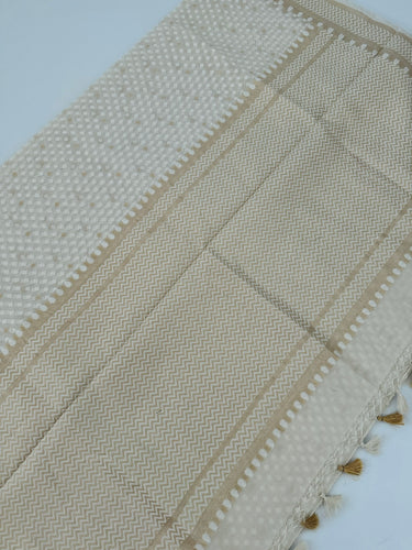 Banarasi Cotton Patola Saree | Off-White | Gold Zari | Handwoven | Ships from California